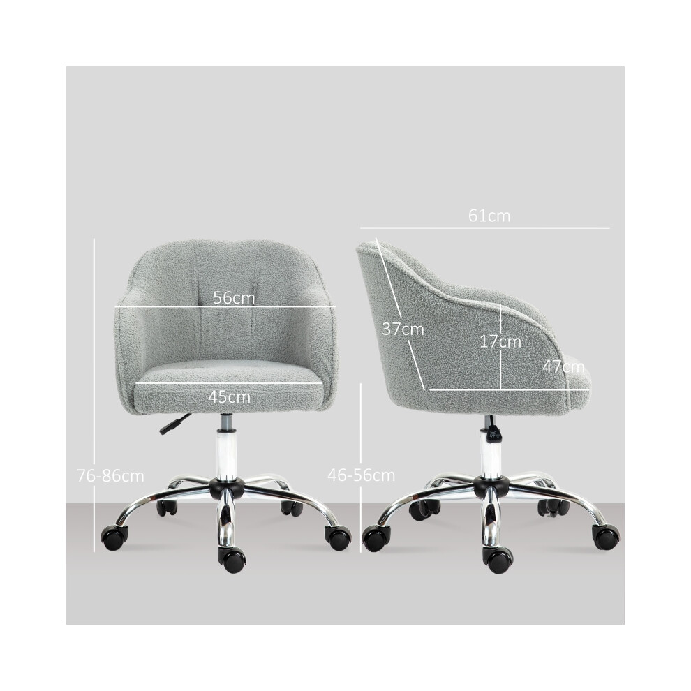 Swivel Office Chair with Teddy Fleece Upholstery in Grey Comfortable Adjustable Seating Modern Design for Home and Office-image-OPC-PMG5MK2-NEW