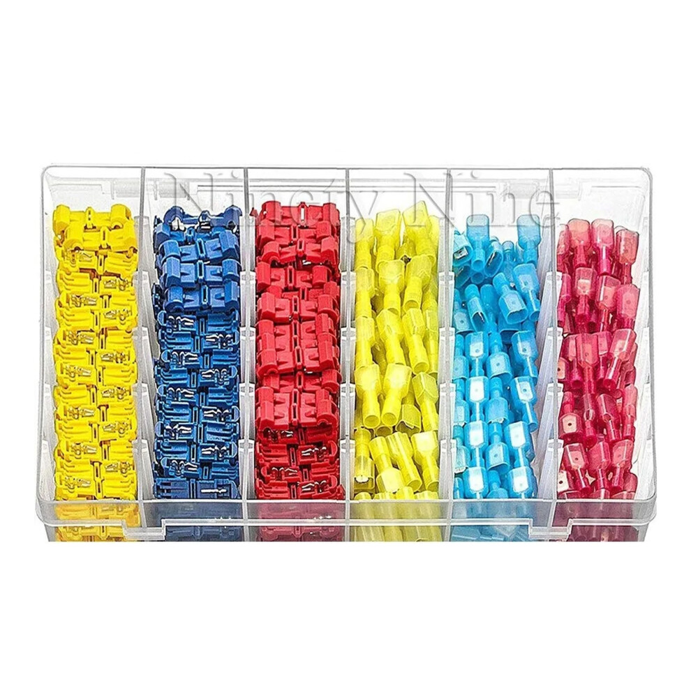 360Pcs Nylon Spade Quick Disconnect T-Type Crimp Terminals, Assorted Colors 7681355859036