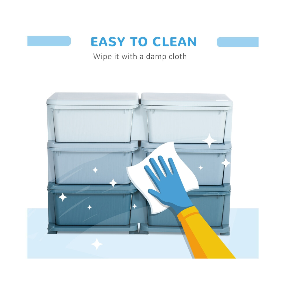 Kids Storage Unit with Six Drawers Blue Children's Organizer for Bedroom and Playroom Durable Material Easy to Clean-image-OPC-PMG5MZY-NEW