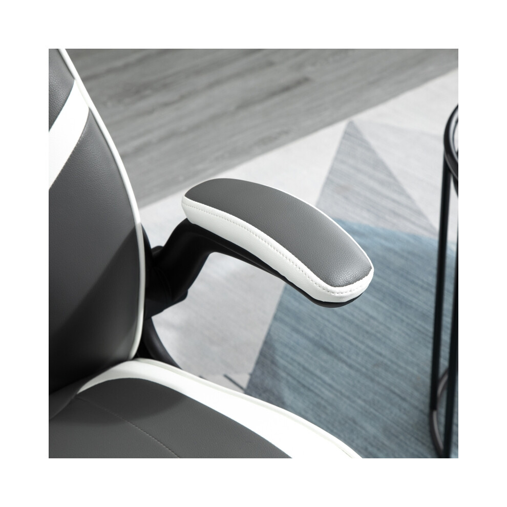 Adjustable Height Gaming Chair with Ergonomic Design Swivel Base PVC Leather Grey for Home Office and Gaming-image-OPC-PMG5P7H-NEW