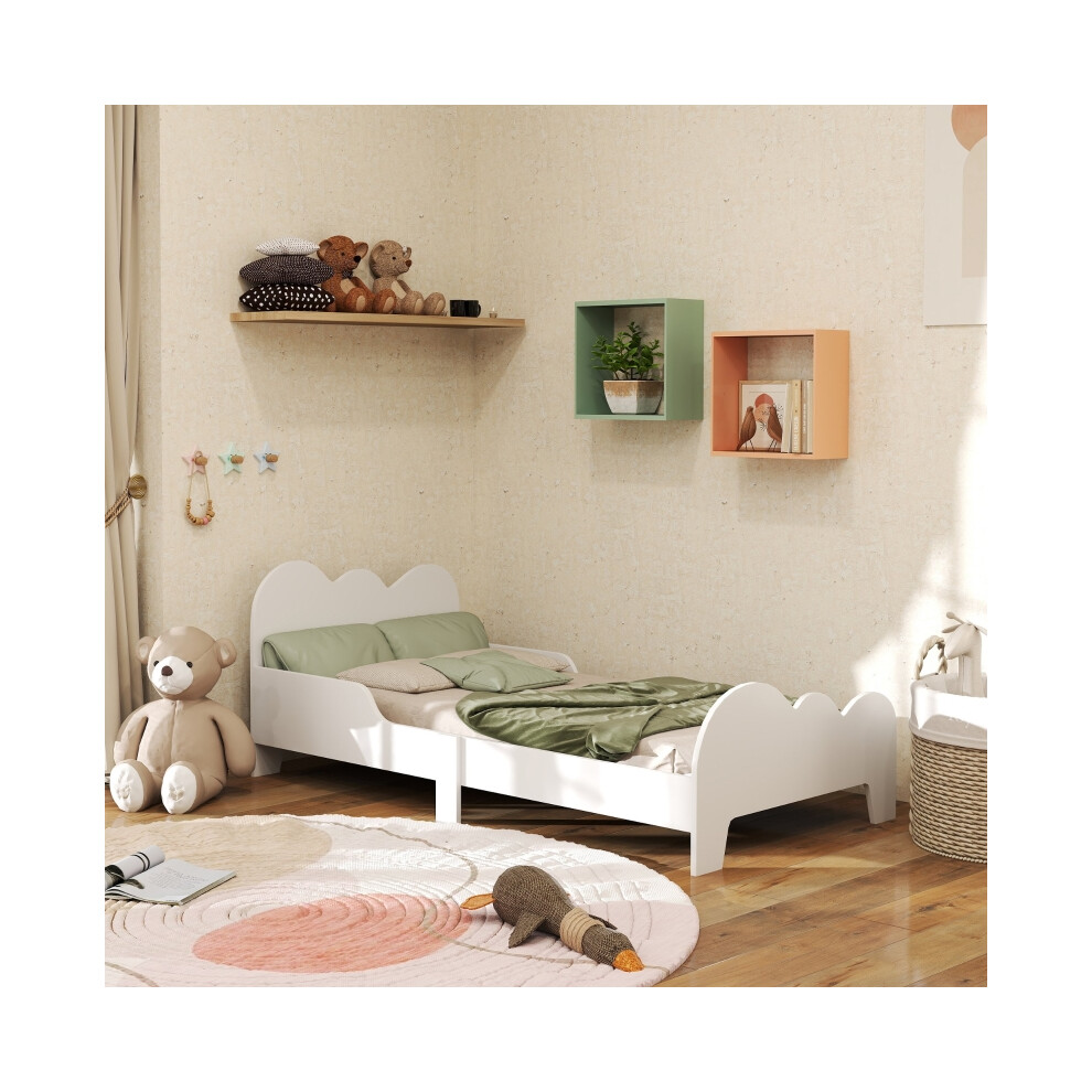 Childrens Toddler Bed with Safety Rails - AIYAPLAY Cloud Design Wood Construction 143.5 x 74.5 x 56cm Stylish and Safe-image-OPC-PMG5P86-NEW
