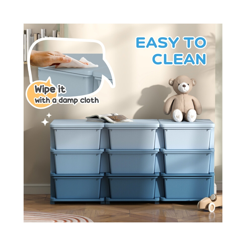 Children's Storage Solution Nine-Drawer Blue Plastic Organizer Space-Saving and Durable 90cm High for Easy Access-image-OPC-PMG5PB2-NEW