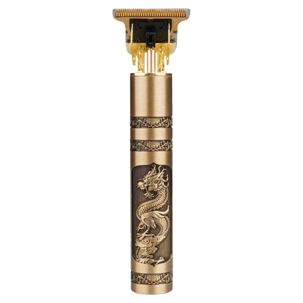 Stainless Steel Electric Hair Clipper Gold Dragon Phoenix 16cm Portable