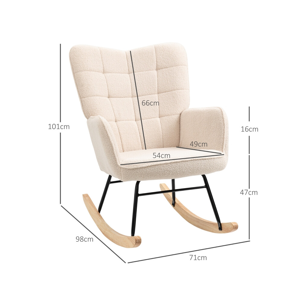 Beige Nursery Glider Rocker - HOMCOM Berber Fleece Wingback Chair for Nursing and Living Room Relaxation-image-OPC-PMG5PJK-NEW