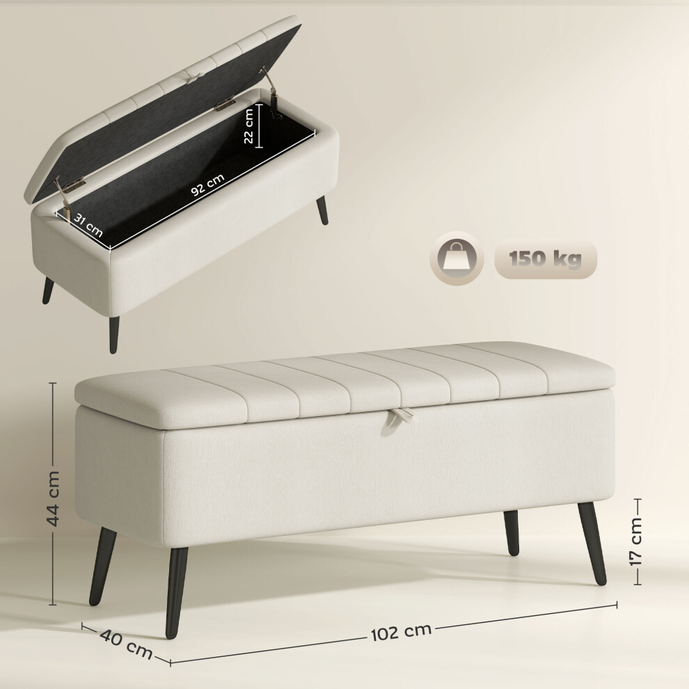 Storage Ottoman Cream White 92 x 31cm Linen Look Ottoman Bench with Lid and Sitting Space-image-OPC-PMG5Q8M-NEW