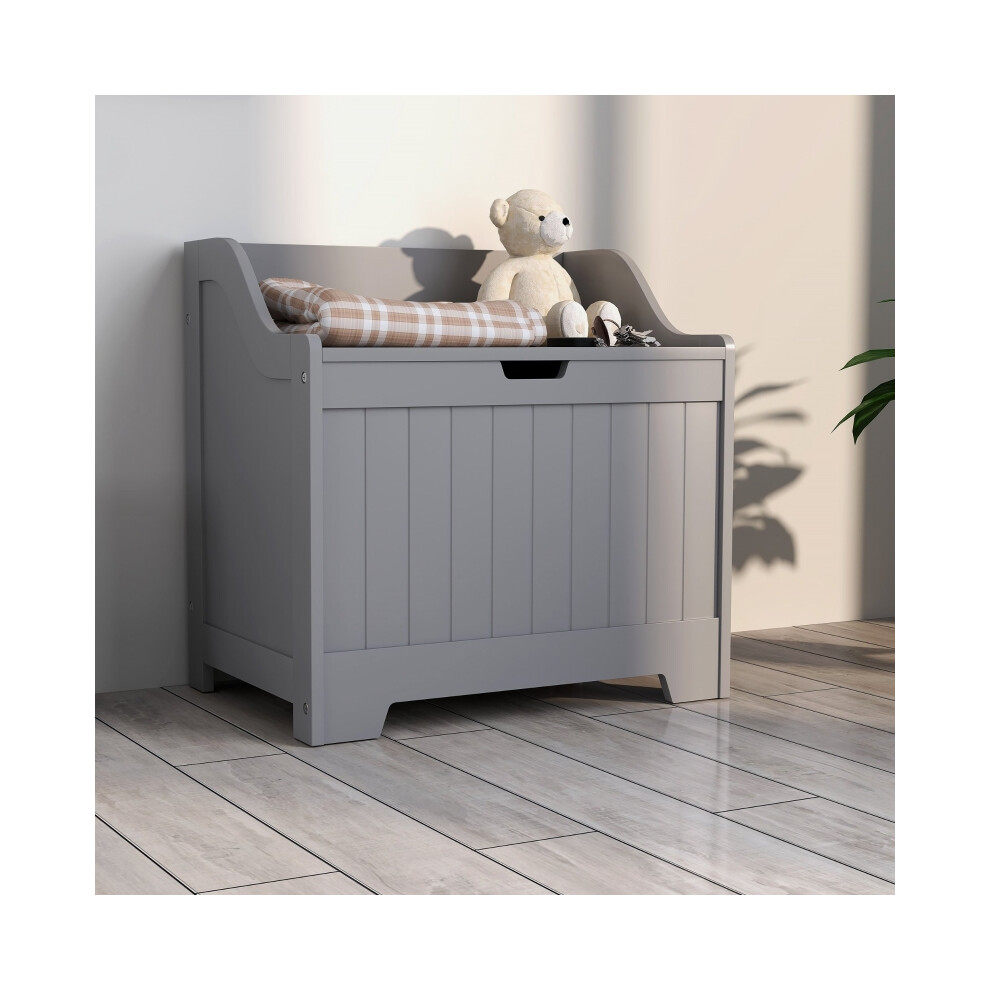 Home Storage Chest 61L Grey - Durable Wooden Toy and Blanket Organizer with Lid Versatile Room Storage Solution-image-OPC-PMG5VWZ-NEW