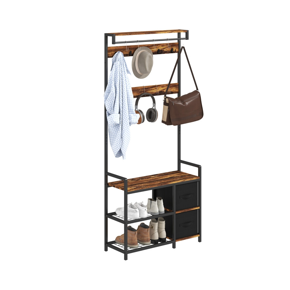 Hallway Tree Stand Brown/Black Durable Wood Multi-Use Industrial-Style Storage Solution-image-OPC-PMG5WJZ-NEW
