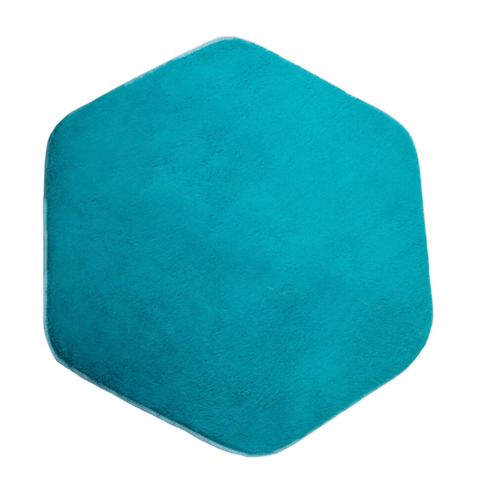 Hexagon Play Mat Plush Rug Soft Velvet Floor Carpet Pad For Tent Crawling Mat Non Slip Activity Rug For Playroom Bedroom Blue