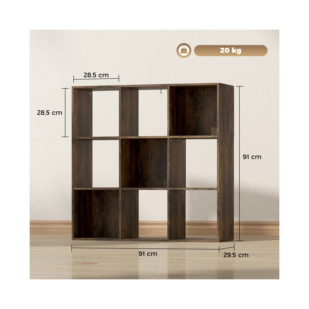 Nine-Cube Storage Shelf in Rustic Brown â Durable Wood Storage Organizer with Versatile Cubes for Home & Office HOMCOM-image-OPC-PMG5WSM-NEW