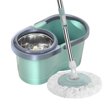 Flat Mop Auto Rotating Hands Free Microfiber Pad For Wood Floor With Bucket Green Magic Mop