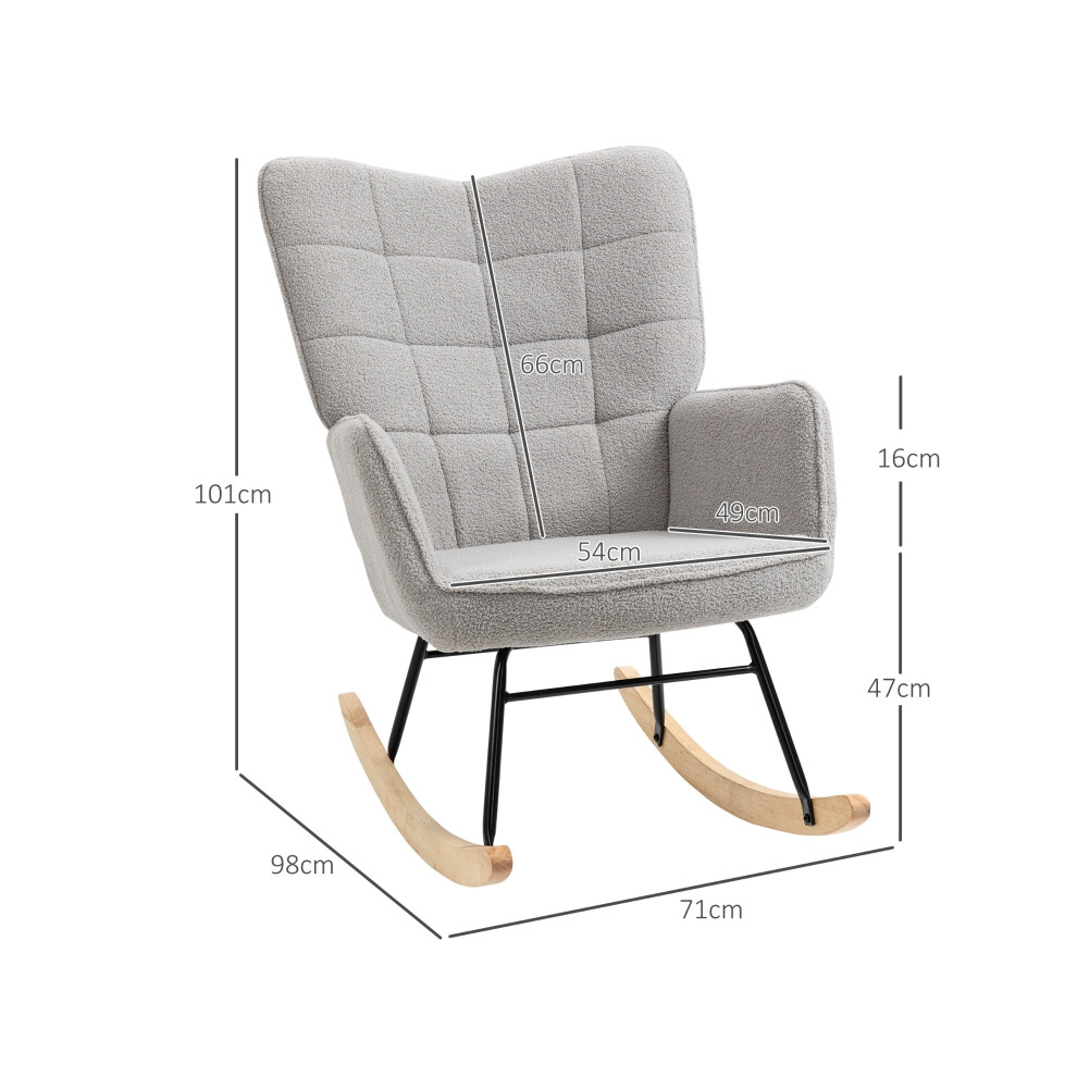 Wingback Nursery Rocking Chair with Berber Fleece Cushions for Nursing Light Grey Ideal for Living Room and Nursery-image-OPC-PMG5Y8Z-NEW