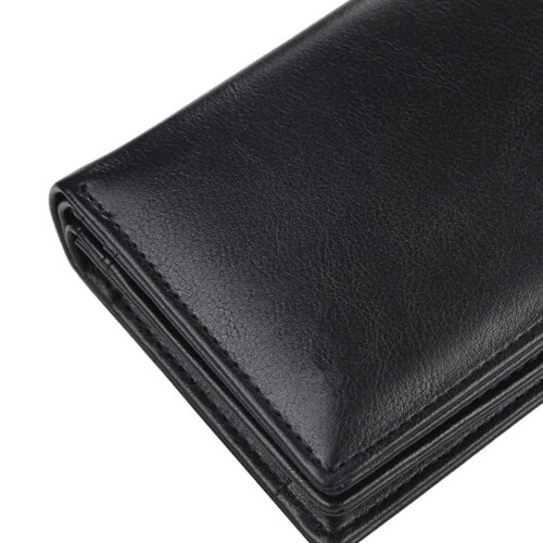 Cartera para varias tarjetas de cuero PU negro vertical