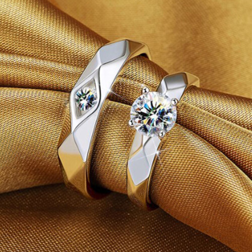 2 Stück verstellbare Kupfer-Rhinestone-Paarringe 2