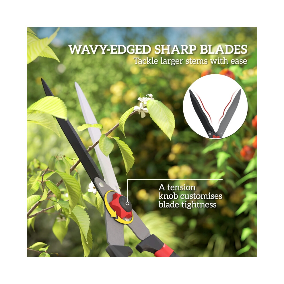 Heavy Duty Hedge Shears 63.5 cm with Sharp Blades Comfort Handle Tension Adjustment for Precise Trimming of Hedges and Shrubs-image-OPC-PMG5ZD7-NEW
