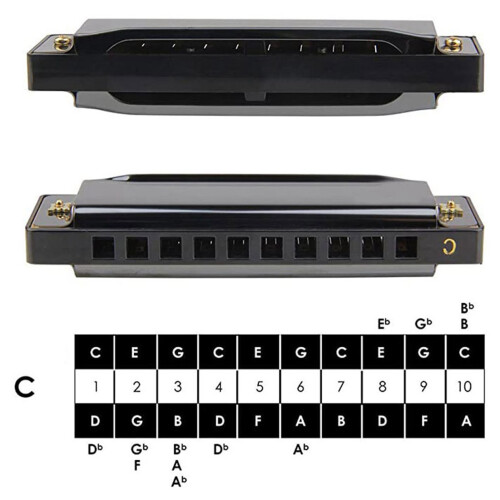 10 Hole C Key Harmonica Portable Wind Instrument 10x2.7cm 2