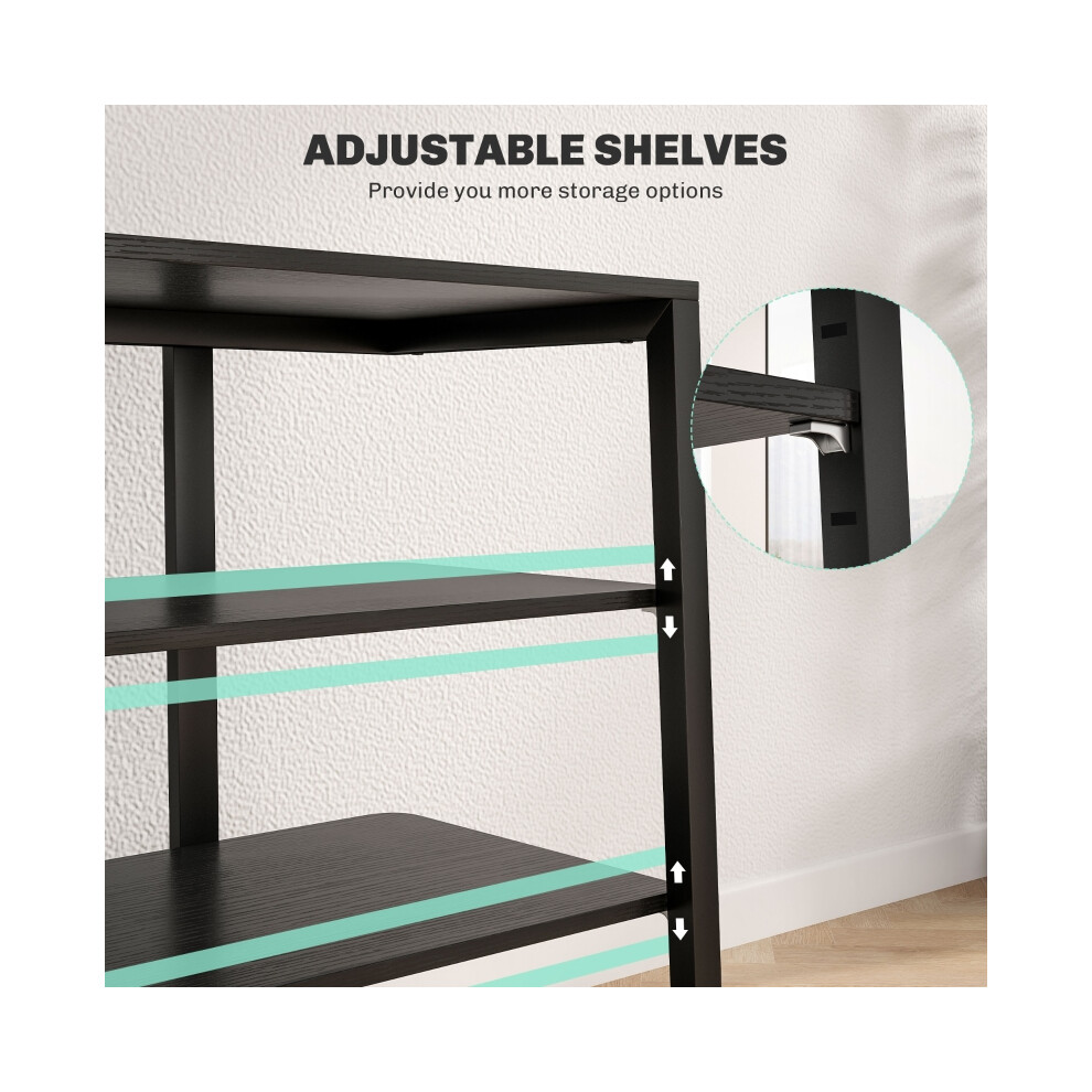 HiFi Stand with Four Storage Shelves Black Metal and MDF Audio Rack for Home Entertainment Units-image-OPC-PMG65M5-NEW