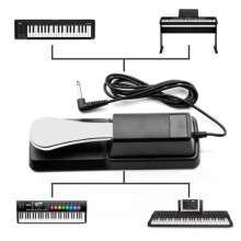Sustain Pedal with 1.5m Cable for Electronic Keyboard, Metal Frame