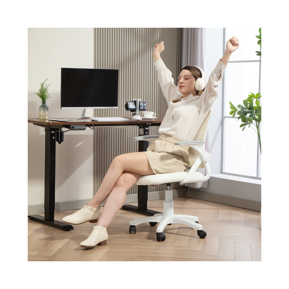 Ergonomic Mesh Office Chair with Lumbar Back Support Swivel Design and Flip-up Armrests Breathable White for Home & Office-image-OPC-PMG66HF-NEW