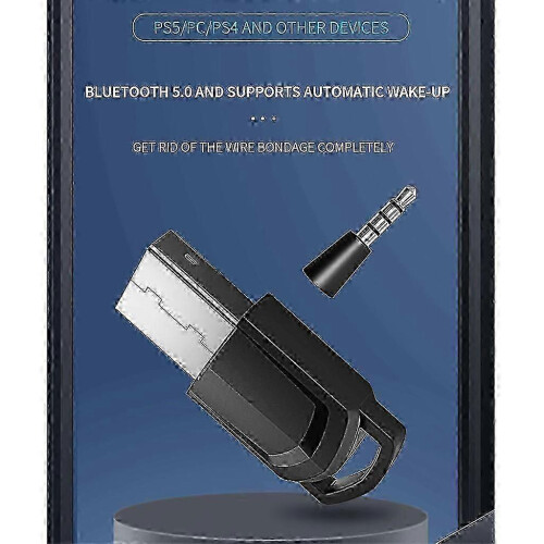 (As show, One size) Bluetooth 5.0 Audio Adapter for PS5/PC - Low Latency Wireless Transmitter Receiver with USB & 3.5mm Aux Connectiong 1