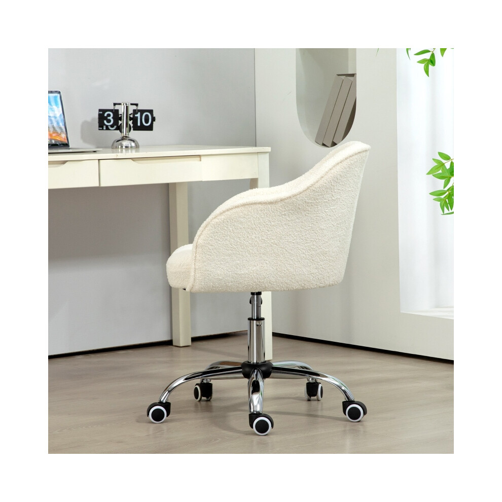 Ergonomic Office Chair Cream Teddy Fleece 46-56 cm Ultra-Soft Padding Adjustable Seat Height Perfect for Work & Study-image-OPC-PMG67QQ-NEW