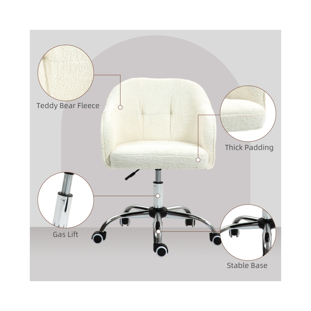 Office Chair Cream 46-56cm Teddy Fleece Cushion Comfortable Ergonomic Seat with Adjustable Height Stylish and Soft-image-OPC-PMG689Y-NEW