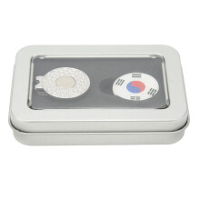 Silver Iron Golf Ball Marker Hat Clip with National Flag Pattern 45g
