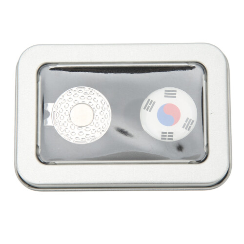 Silver Iron Golf Ball Marker Hat Clip with National Flag Pattern 45g 1