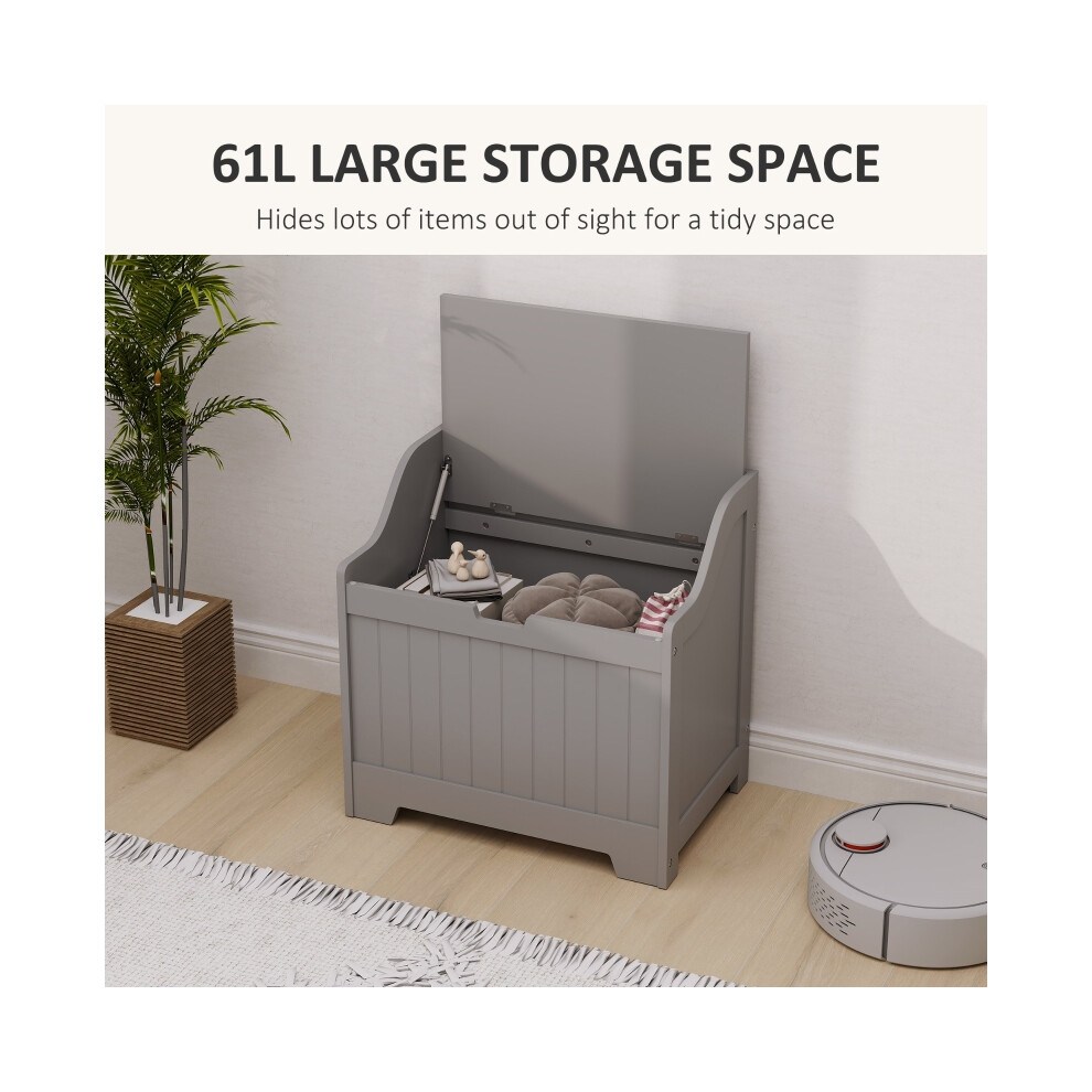 Home Storage Chest Grey 61L Durable Plastic Ottoman with Lid for Living Room & Bedroom Compact 61L Capacity-image-OPC-PMG6BB9-NEW