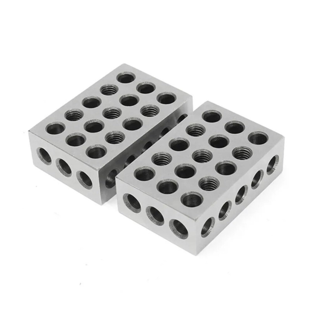 Precision Hardened Steel Block - 2-Piece Set, 23-Hole Machinist Block, 0.0001 In Tolerance, Model 123 Milling 9354506550486