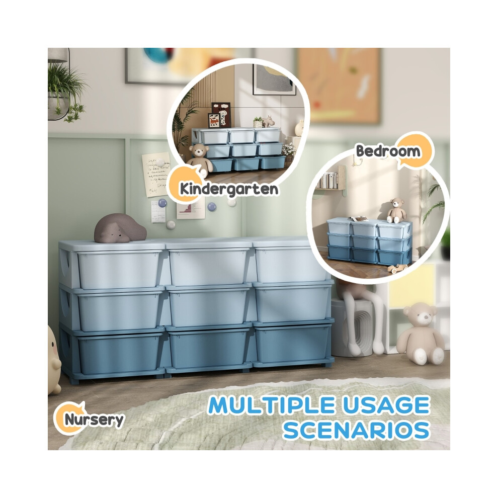 Kids Storage Unit with Nine Drawers Blue - Durable Wooden Toy Organizer with Ample Storage for Bedroom or Playroom-image-OPC-PMG6CQT-NEW