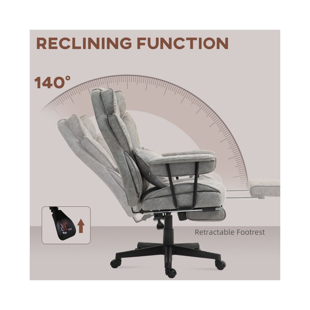 HOMCOM Grey Office Chair with Lumbar Support Reclining Feature Foot Rest Wide Seat & Ergonomic Design for Comfortable Working-image-OPC-PMG6D68-NEW