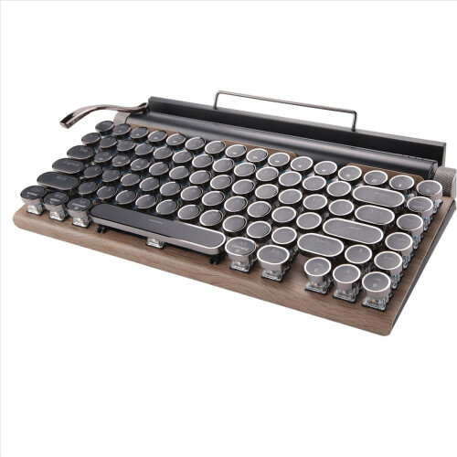 Retro Typewriter Keyboard Wireless Bluetooth Keyboard USB-Wood Color 2