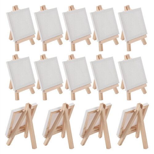 14Pcs Mini Canvas and Easel Brush Set, Canvas Inch 2