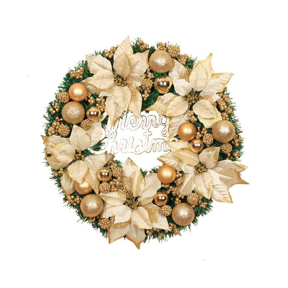 Christmas Wreath Front Door Hanging Golden Wreath Hotel Home (30cm)