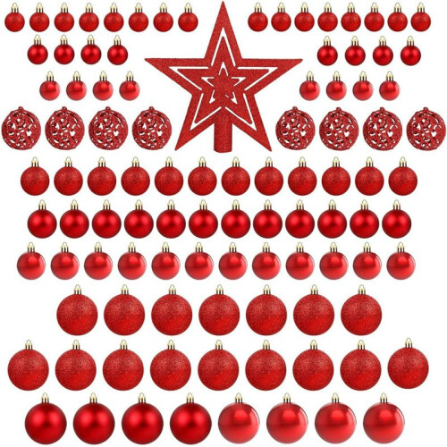 101Pcs Red Christmas Ball Ornaments for Christmas Tree 1