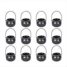 Halloween Witch Pot Plastic Mini Witch Cauldron Black Candy Holder
