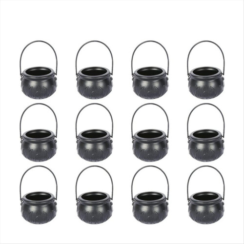 Halloween Witch Pot Plastic Mini Witch Cauldron Black Candy Holder