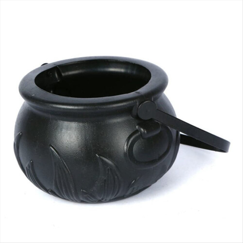 Halloween Witch Pot Plastic Mini Witch Cauldron Black Candy Holder 2