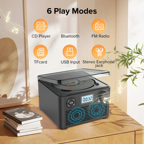 Lettore CD Vintage 4000mAh Bluetooth Music 2