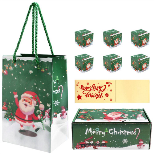 Christmas Money Box Set Gift Box for Cash Present Pull (Green 6pcs)