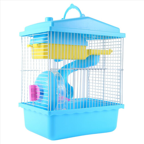 Pet Cage Hamster Cottage with Skylight Double Layer House Blue 1