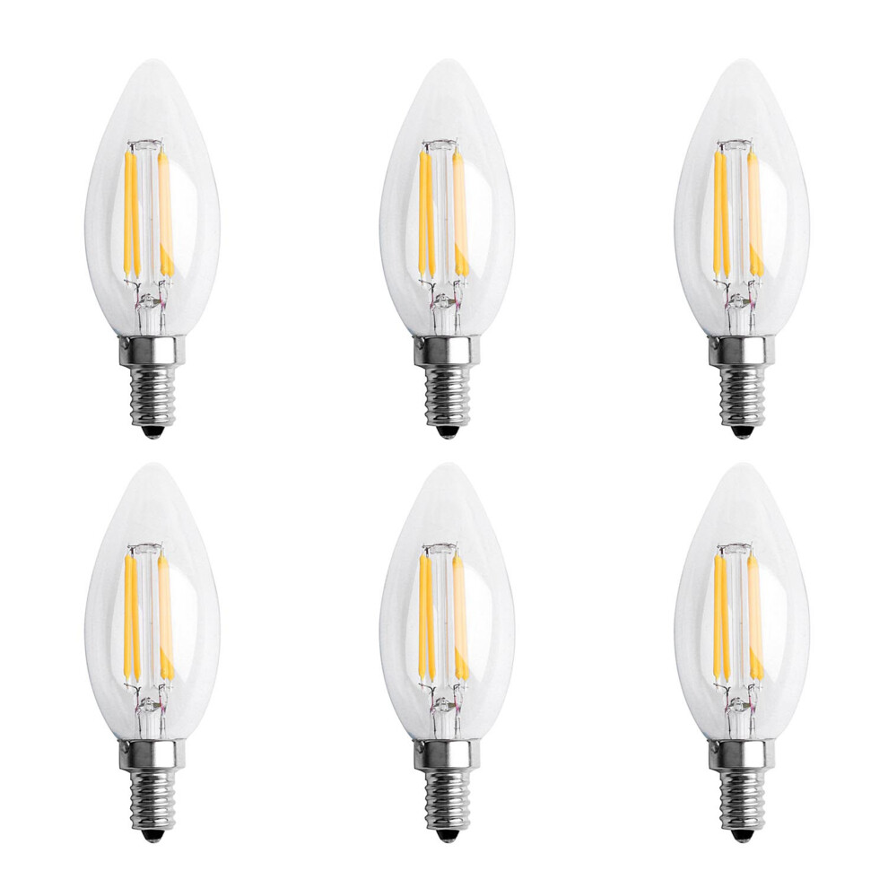 6X E12 4W Candle Flame Filament Led Bulb Lamp 10 X 3.5Cm Light