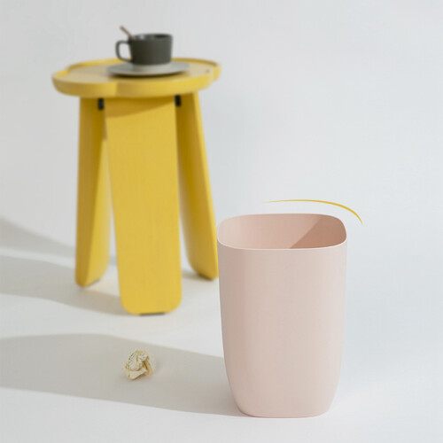Bathroom Trash Bin Small Office Can Plastic Waste Paper Bin Pink 1