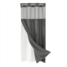 No Hook Waffle-Weave Shower Curtain with Snap-in Fabric Liner Set,B
