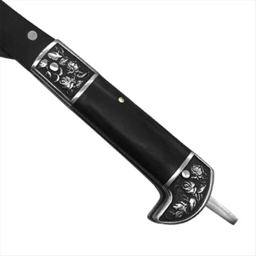 Schwarze Klappsichel mit Klinge und Scheide aus Edelstahl