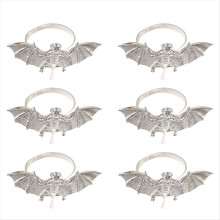 Halloween Bat Napkin Rings Set, Metal Alloy Holder for Dinner Table,