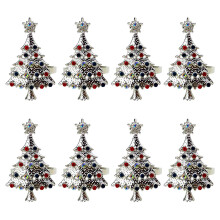 Christmas Tree Napkin Rings Set of 8,for Wedding, Party (Silver)
