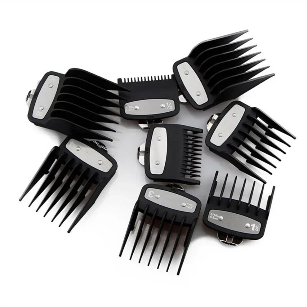 8Pcs Professional Limit Comb Cutting Guide Combs Set Black
