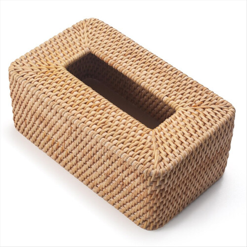 Porta fazzoletti in vimini con coperchio in rattan 2
