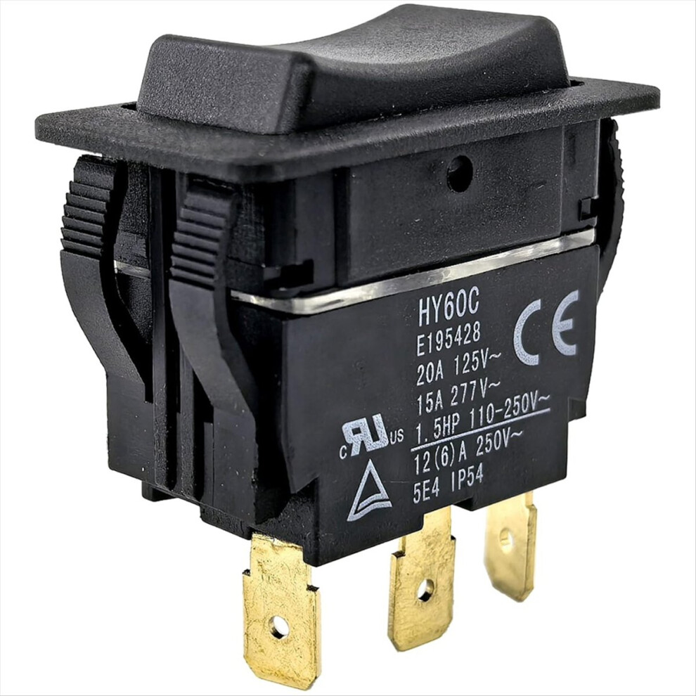 Hy60c 3-Pin Rocker Switch (On)-Off-(On) 20A/125V 4712297509956